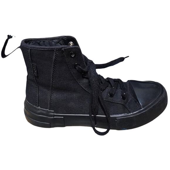 Levi's Elite Canvas High Top Shoes Cap Toe Women's Size 6 Black Excellent - Picture 1 of 9